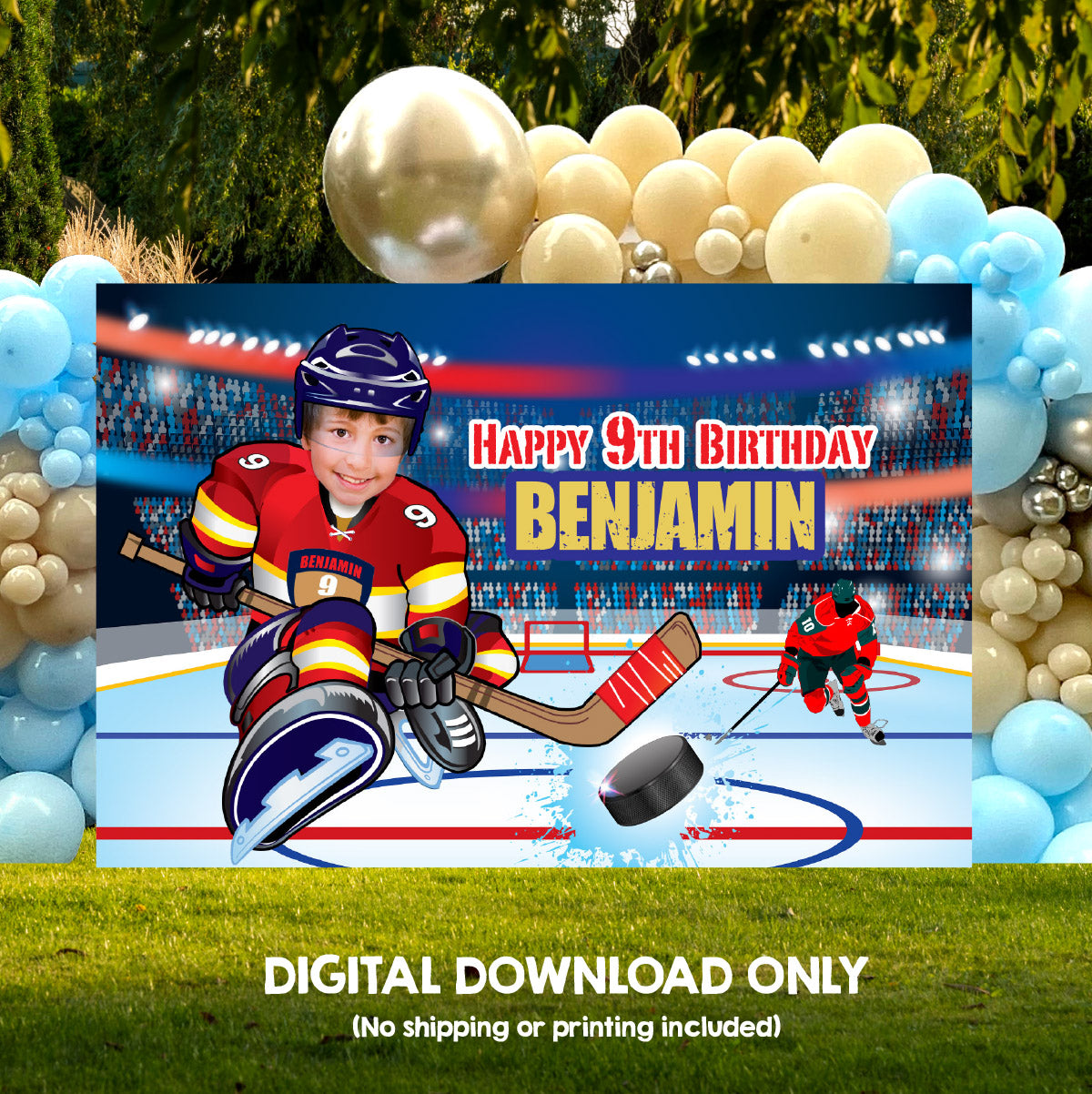 Custom Hockey FL Panthers Backdrop with your birthday boy as the player, Panthers Banner. 377BB