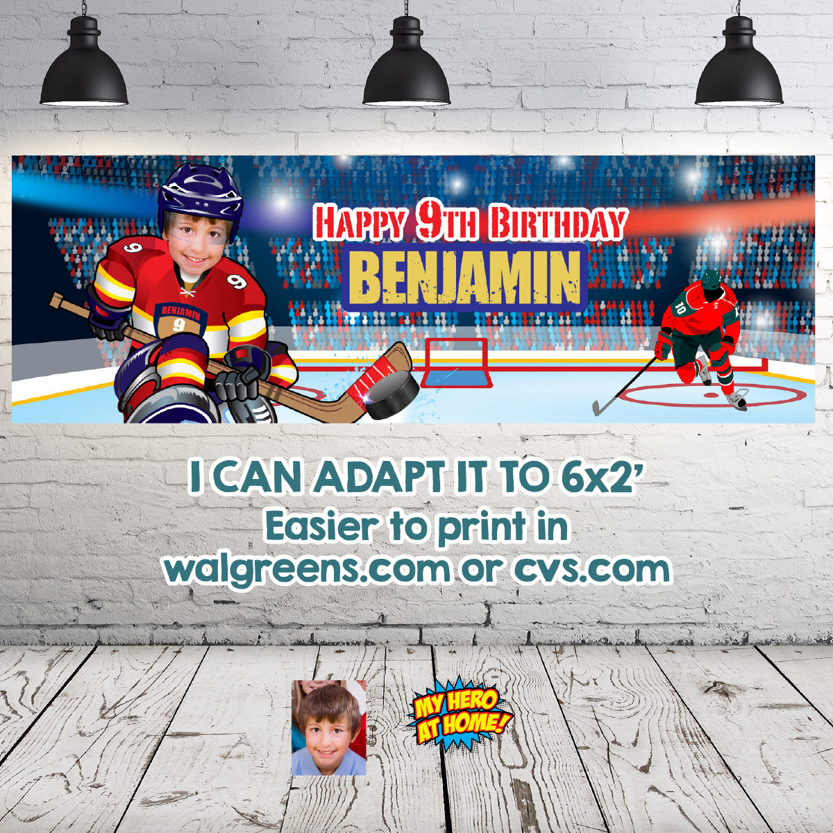 Custom Hockey FL Panthers Backdrop with your birthday boy as the player, Panthers Banner. 377BB