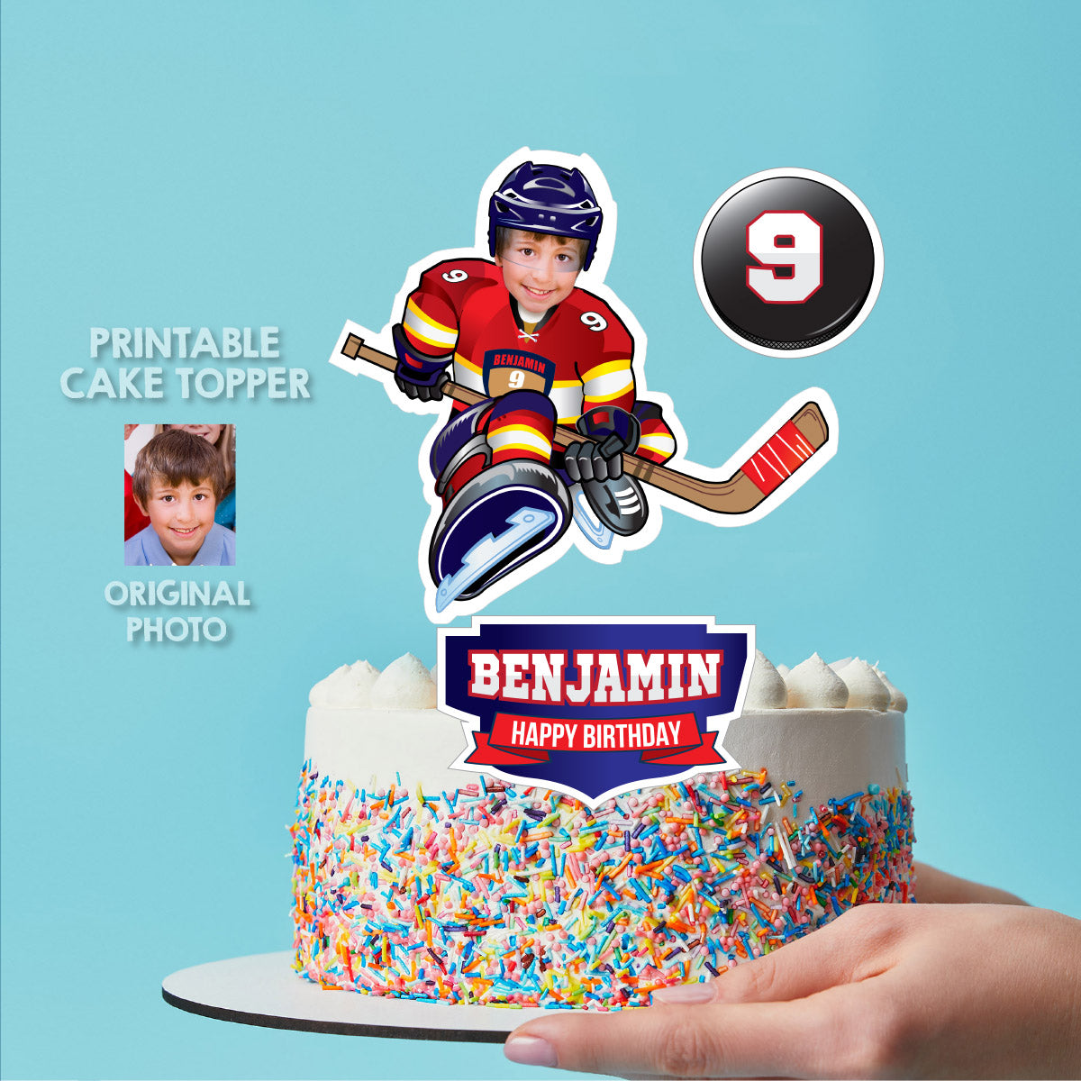 Panthers Hockey cake decoration with your kid as his favorite player (Hockey birthday). 377CT2