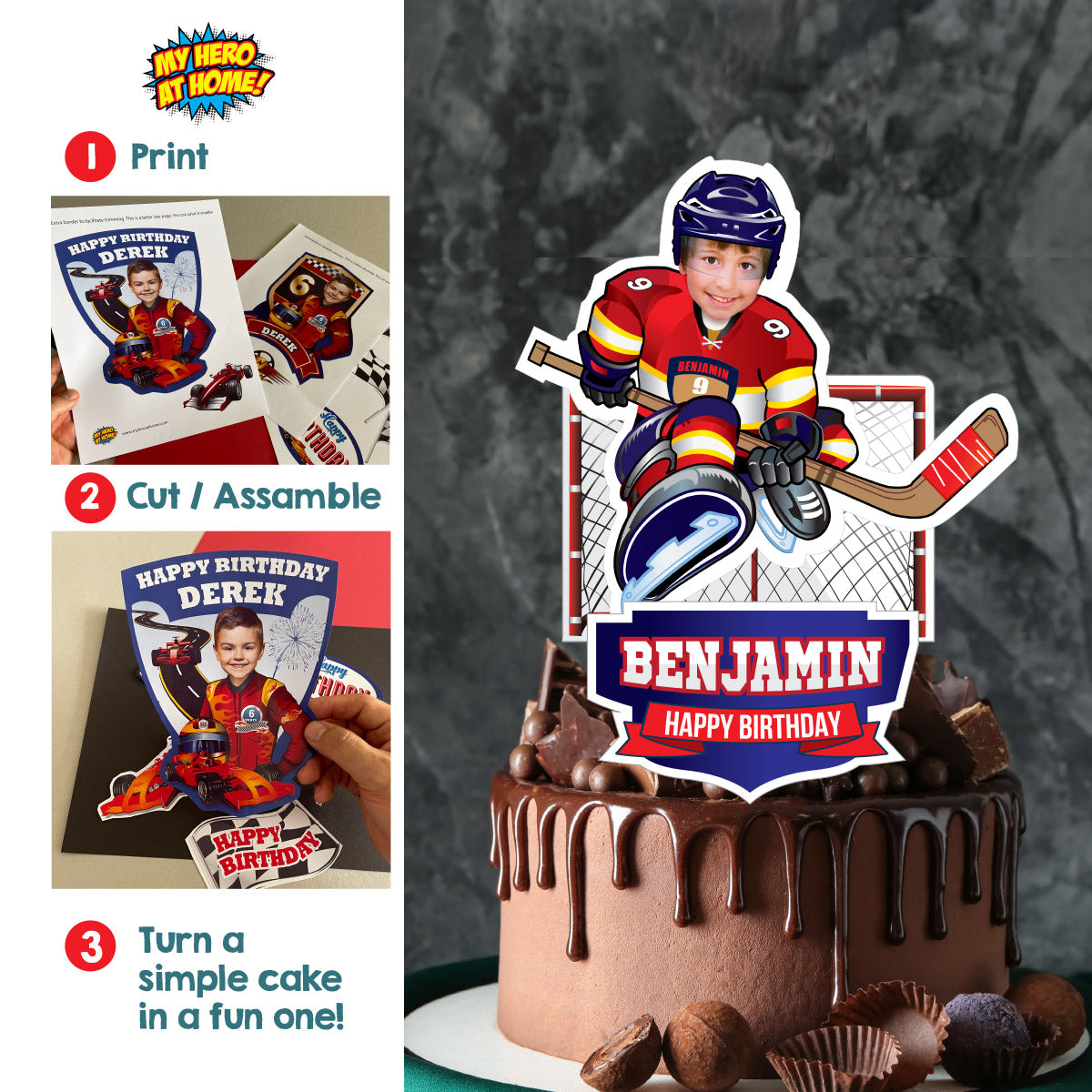Panthers Hockey cake decoration with your kid as his favorite player (Hockey birthday). 377CT2