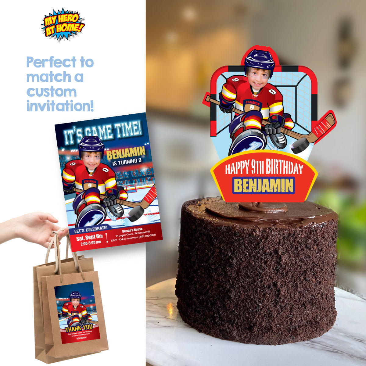 Panthers Hockey cake decoration with your kid as his favorite player (Hockey birthday). 377CT2