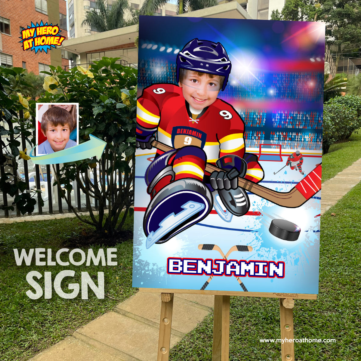 Personalized Panthers Hockey poster with kid as his favorite player, Gifts themed Panthers. 377PG
