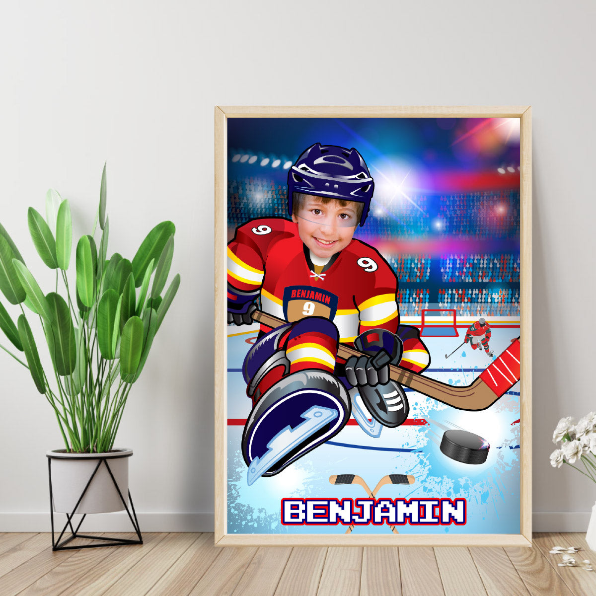 Personalized Panthers Hockey poster with kid as his favorite player, Gifts themed Panthers. 377PG