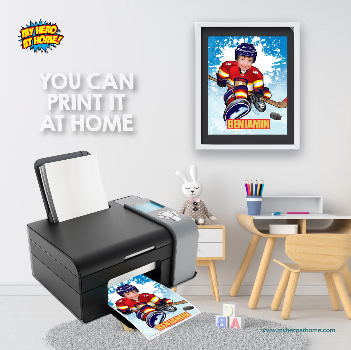 Hockey Panthers print with kid as favorite player (Easy to print gifts Panthers themed). 377PS