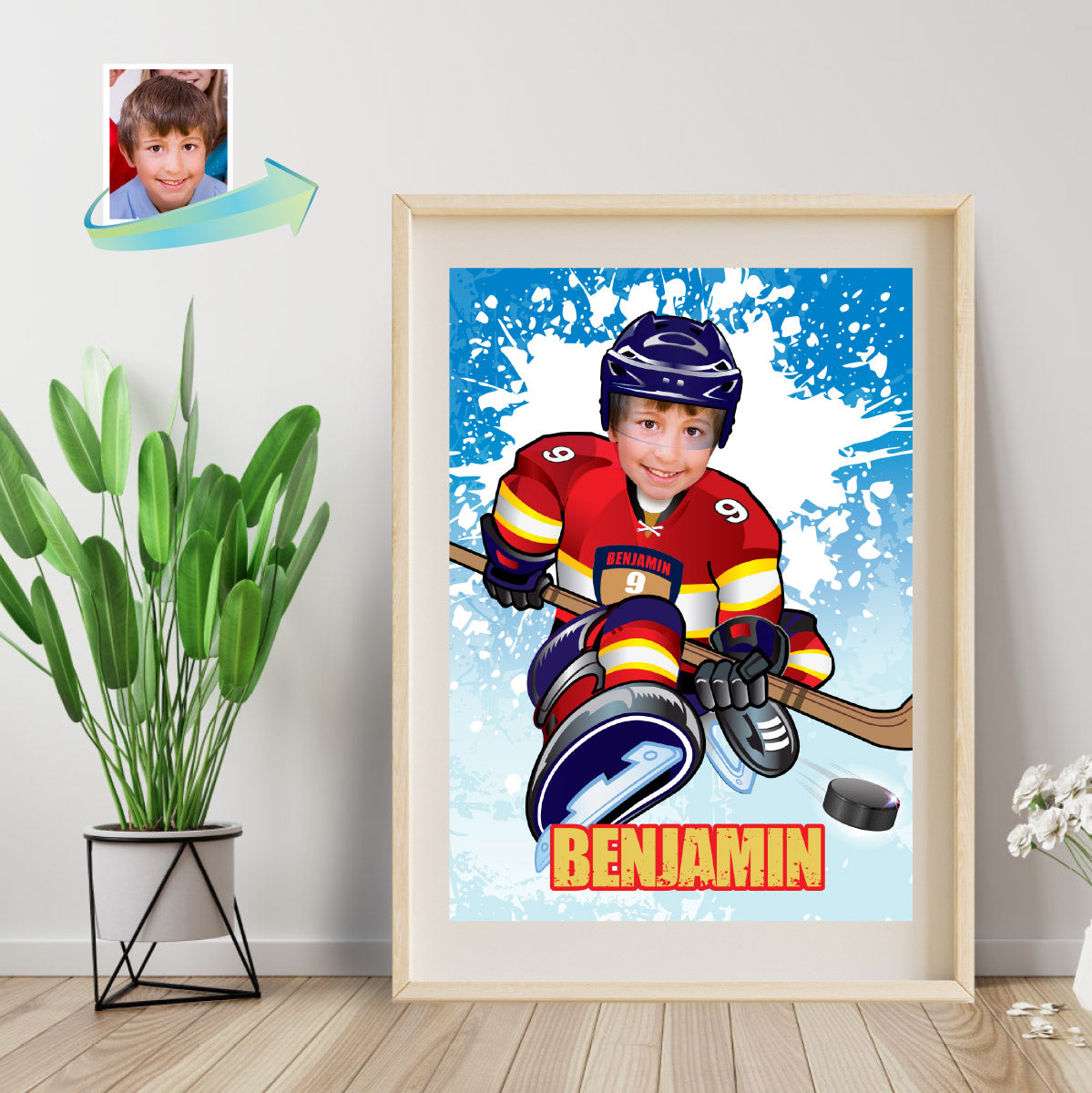 Hockey Panthers print with kid as favorite player (Easy to print gifts Panthers themed). 377PS