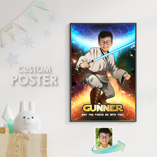 Custom Jedi Poster with your child as the star of his Star Wars adventure, Star Wars Jedi Fans gifts. 357