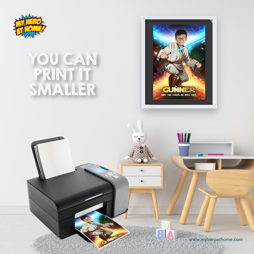 Custom Jedi Poster with your child as the star of his Star Wars adventure, Star Wars Jedi Fans gifts. 357