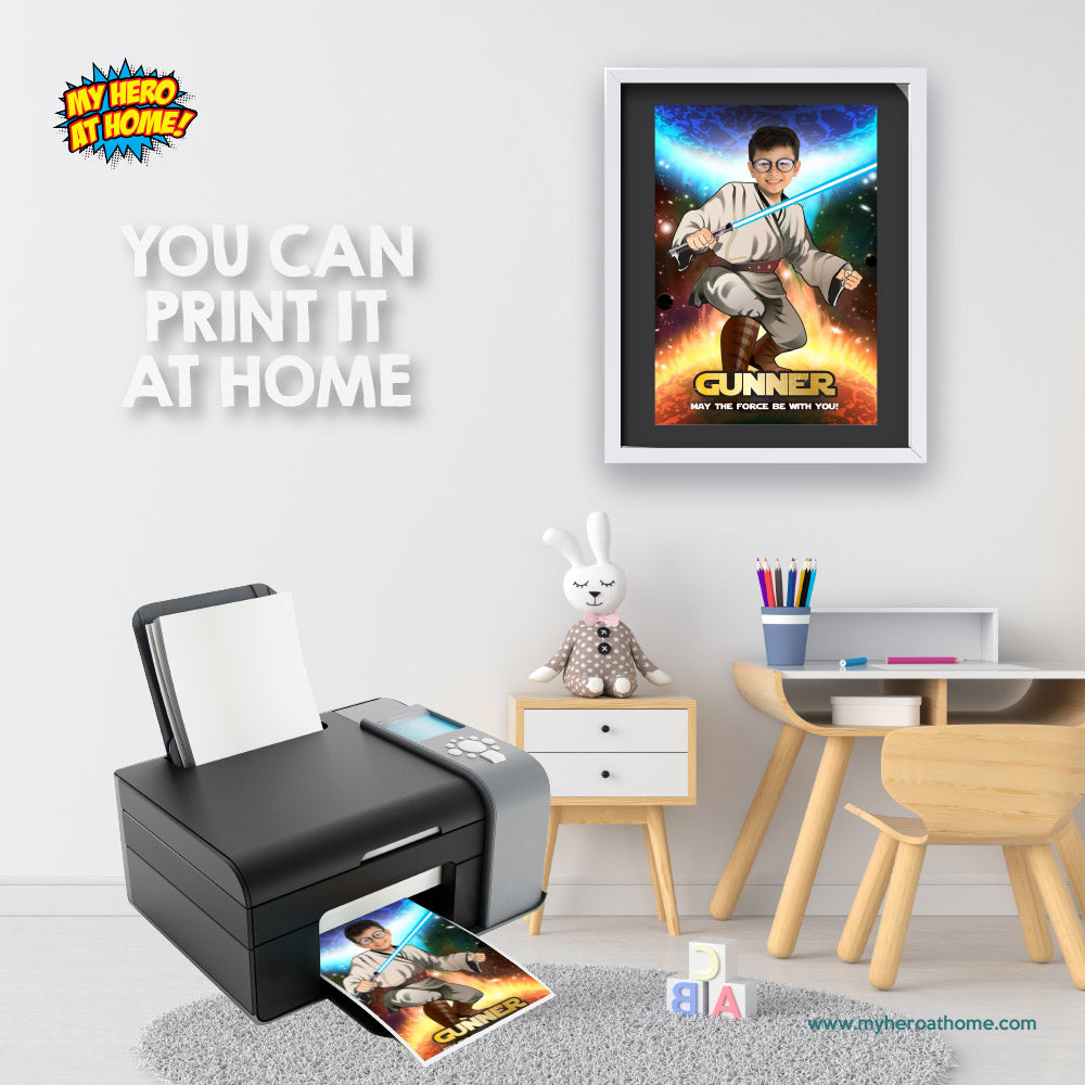 Custom Jedi Poster with your child as the star of his Star Wars adventure, Star Wars Jedi Fans gifts. 357