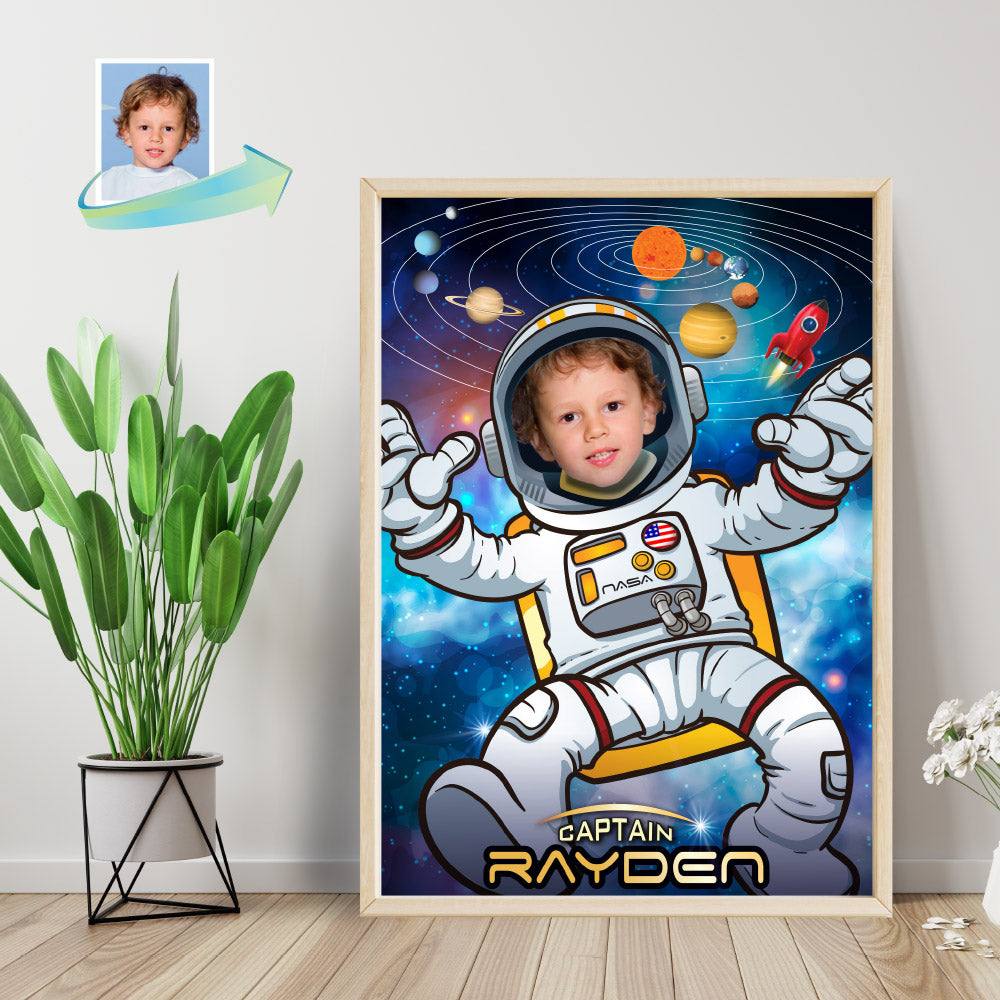 Personalized Outer Space Printable Gifts with kid as an Astronaut, Astronauts bedroom Decor. 359