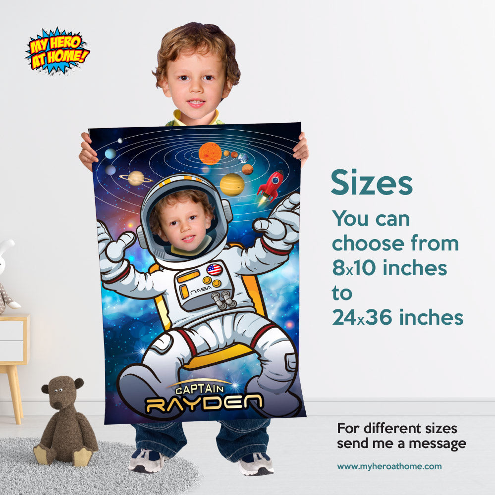 Personalized Outer Space Printable Gifts with kid as an Astronaut, Astronauts bedroom Decor. 359