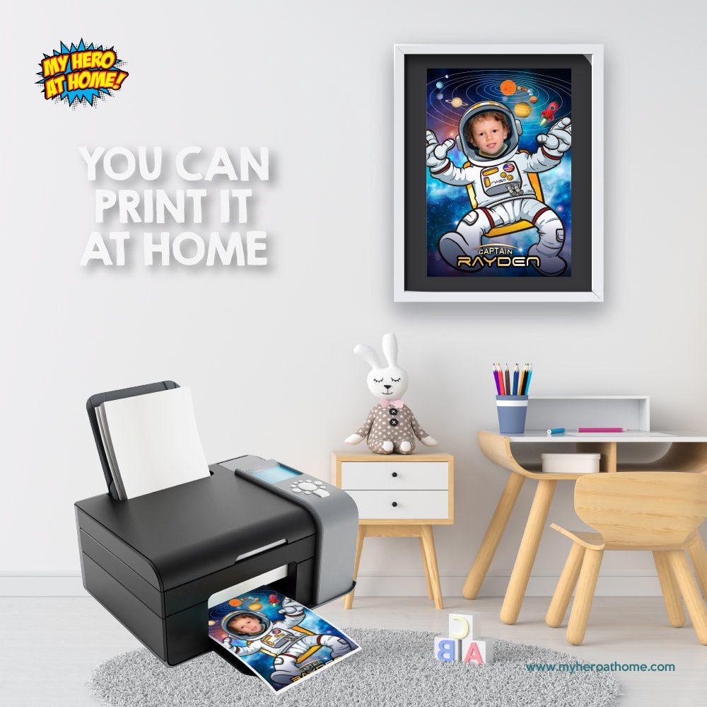 Personalized Outer Space Printable Gifts with kid as an Astronaut, Astronauts bedroom Decor. 359