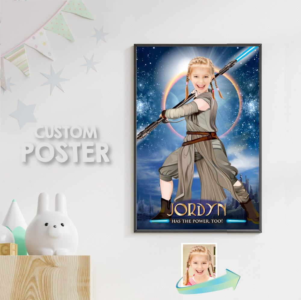 Girl Star Wars Poster with your little girl as a Jedi , Star Wars Girl printable gifts. 360