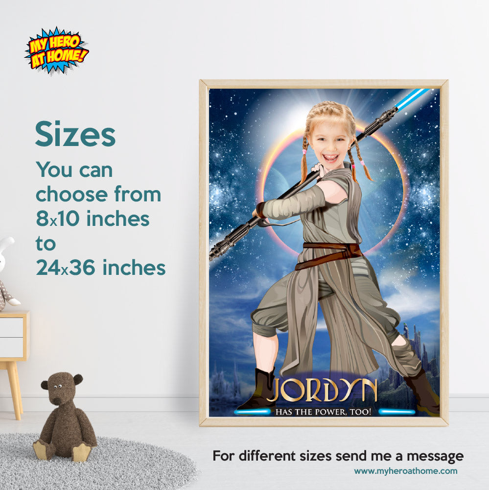 Girl Star Wars Poster with your little girl as a Jedi , Star Wars Girl printable gifts. 360