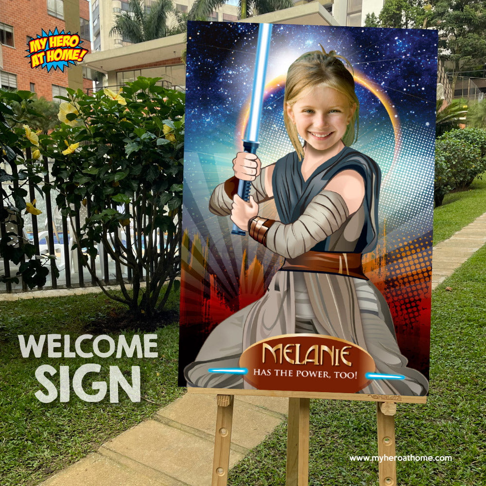 Personalized Jedi Girl Poster with photo, Girl Jedi Printable Gifts. 361