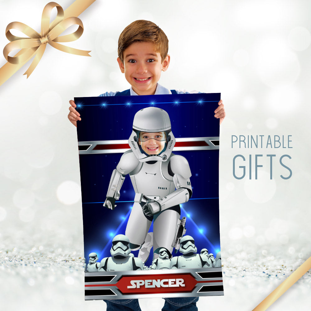Printable Stormtrooper Gifts with your kid as the star, Custom Star Wars Droids Gift Decor. 362GF