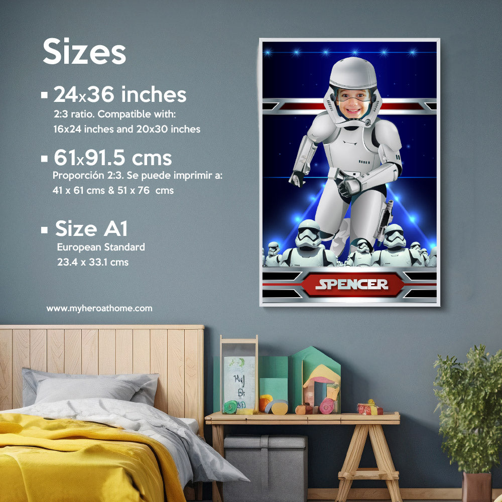 Printable Stormtrooper Gifts with your kid as the star, Custom Star Wars Droids Gift Decor. 362GF