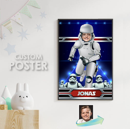 Stormtrooper Poster with photo of kid, Stormtrooper Gifts, Droids Room Decor. 362