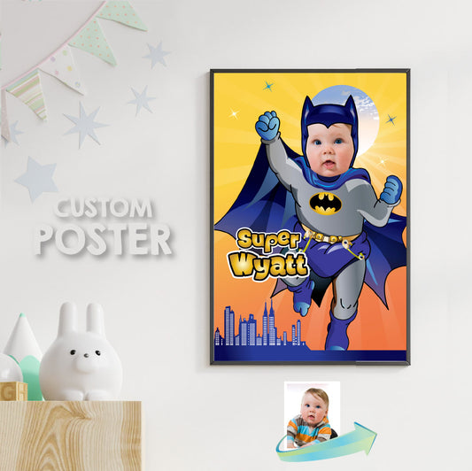 Baby Batman Poster with photo, Baby Batman Nursery Decor, Batman Baby Gifts. 364