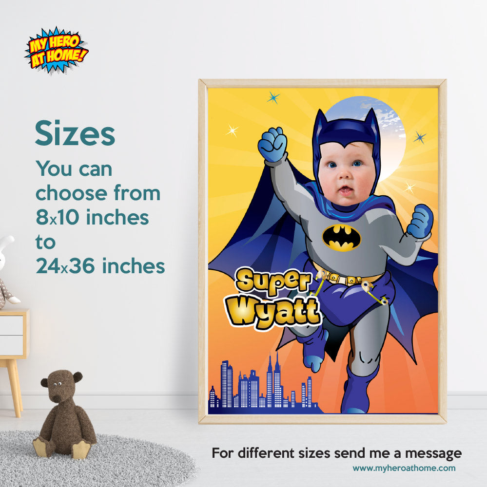 Baby Batman Poster with photo, Baby Batman Nursery Decor, Batman Baby Gifts. 364
