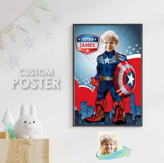 Captain America Poster with photo,  Custom Captain America Gifts. 365