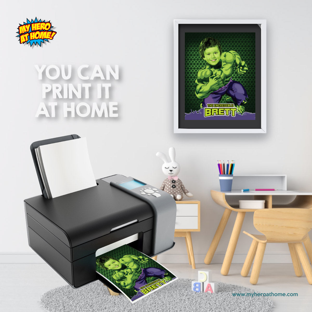 Personalized Hulk Prints Featuring Child as the Incredible Hulk. 366B