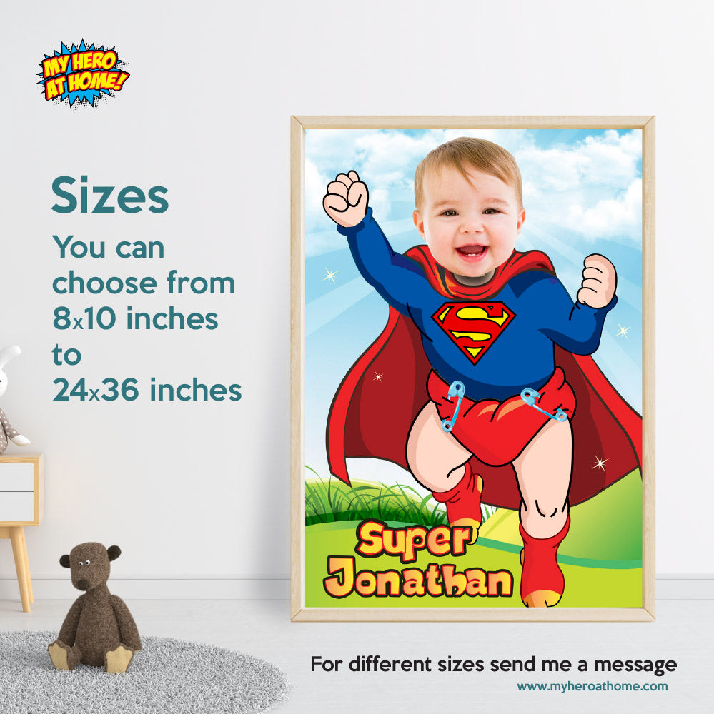 Baby Superman Poster with photo, Baby Superman Gifts, Baby Superman Nursery, Baby Superman Wall Decor. 368