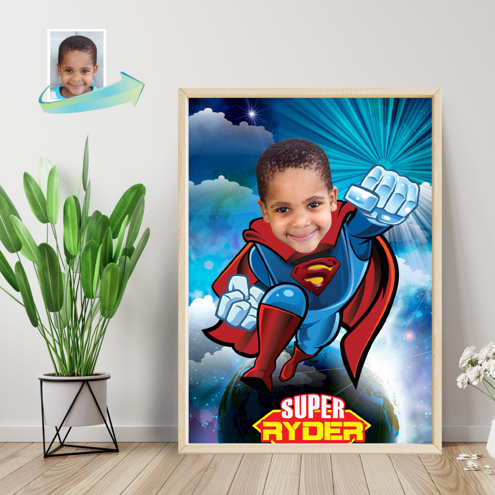 Superman Poster with photo, Superman decor, Superman gift, Superman wall, Super Backdrop. 369