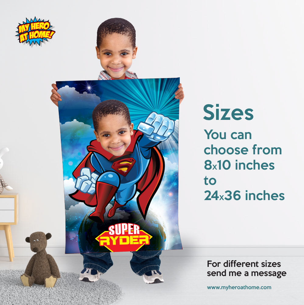 Superman Poster with photo, Superman decor, Superman gift, Superman wall, Super Backdrop. 369