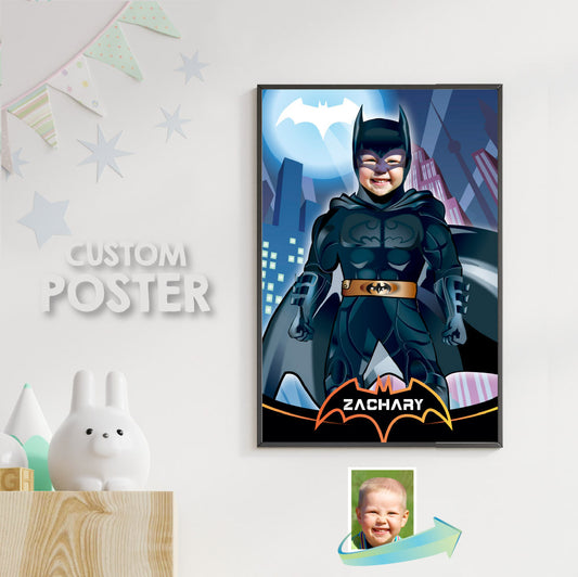 Batman printable gift with your kid as Batman, Custom Batman Photo Poster. 370