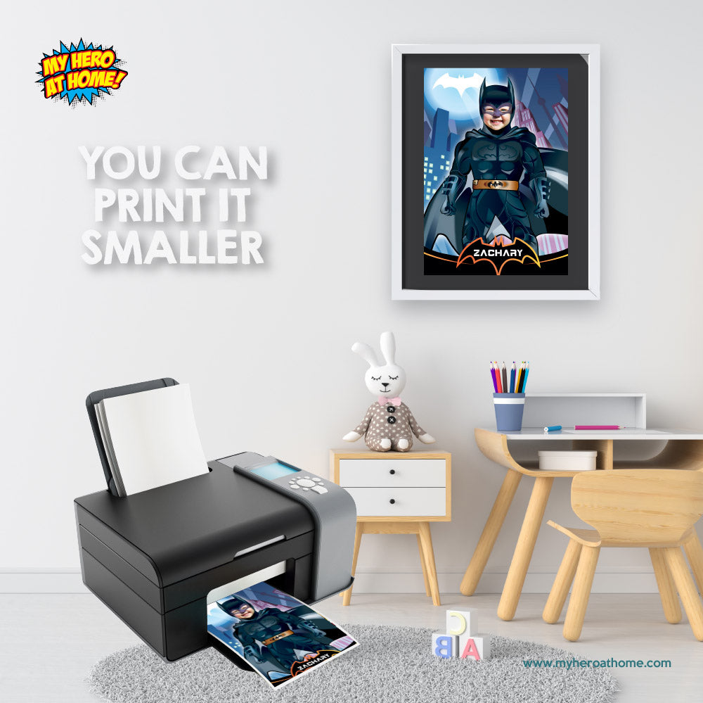 Batman printable gift with your kid as Batman, Custom Batman Photo Poster. 370
