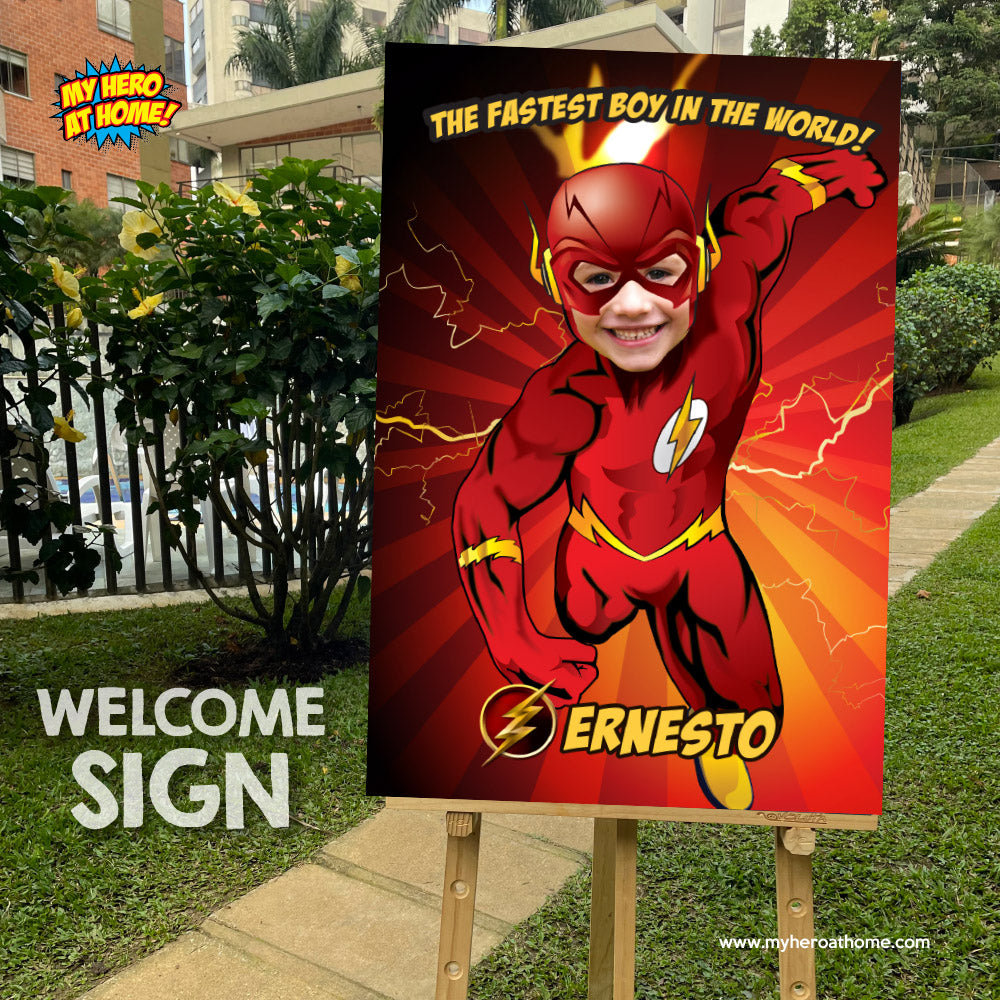 Unique Flash Poster with your kid as the fastest superhero, Flash gifts with photo. 149PG