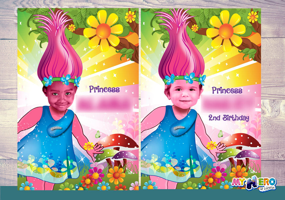Custom Printable Trolls gift with girl as Princess Poppy, Trolls Girl Room Decor, Trolls Poppy Art poster. 372GF
