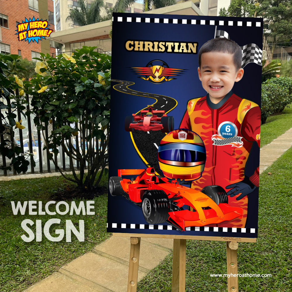 Race Car Poster with photo, Formula One Gift Poster for kid, Printable Race Car Gifts. 375