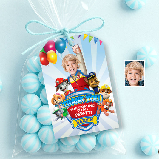 Thank you for coming to my Pawty with photo, Paw Patrol Favor Tags with photo. 377TY