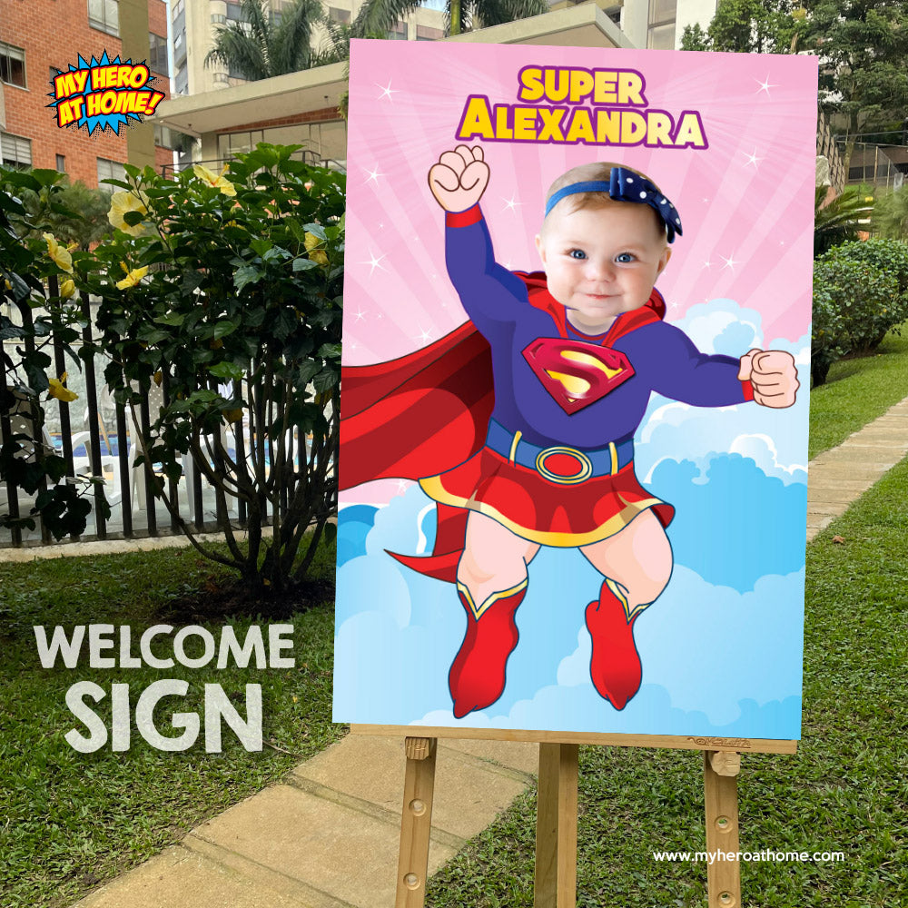 Baby Supergirl Photo Poster, Baby Supergirl gift with photo, Baby Super girl nursery. 397