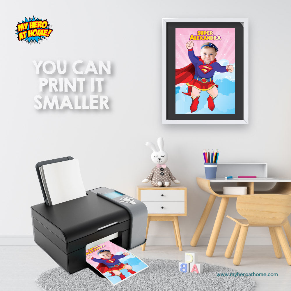 Baby Supergirl Photo Poster, Baby Supergirl gift with photo, Baby Super girl nursery. 397