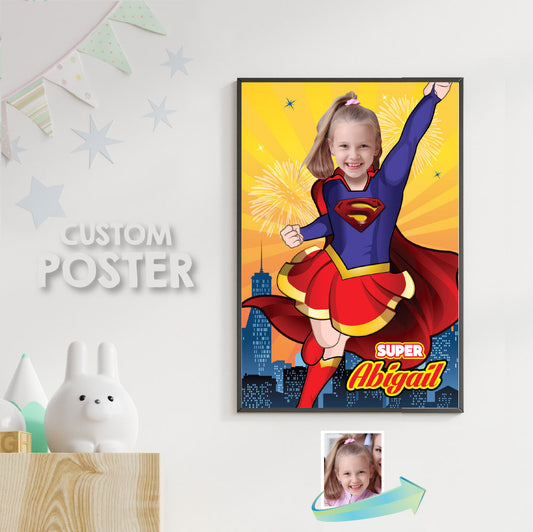 Supergirl printable gift with your photo, Supergirl Photo Poster. 398