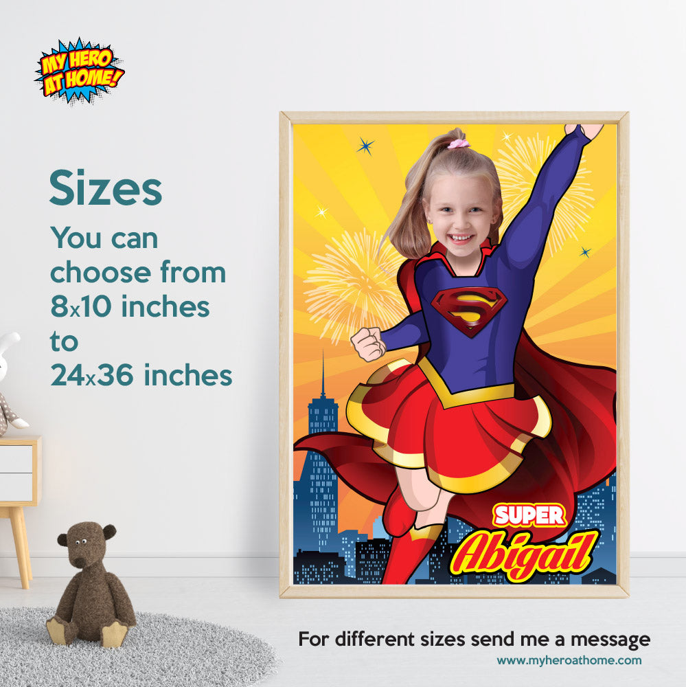 Supergirl printable gift with your photo, Supergirl Photo Poster. 398