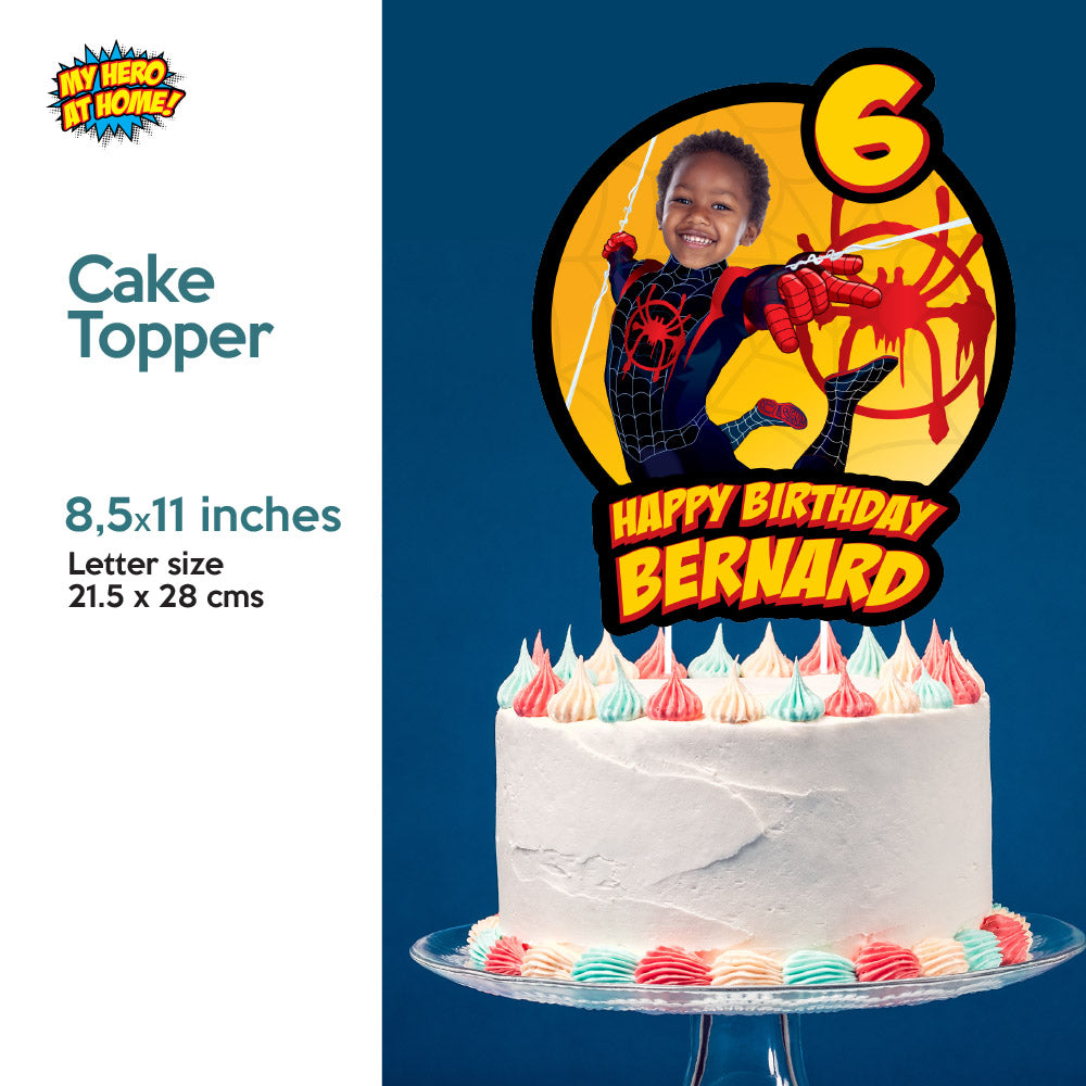 Bundle Miles Morales Birthday matching items with photo: Invitation, Thank you, Cake topper, Welcome sign. 399B2