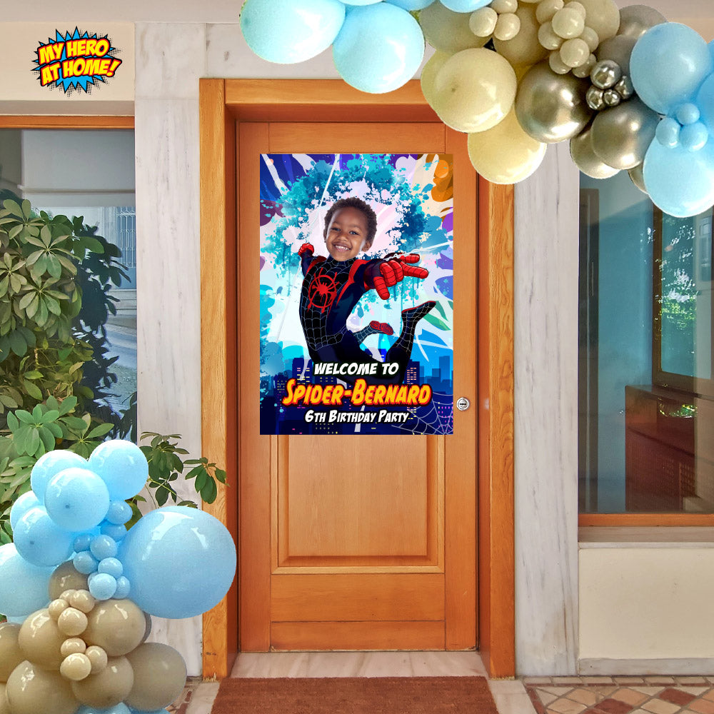 Bundle Miles Morales themed birthday decor, Spiderverse theme party, Custom Miles Morales backdrop. 399B4