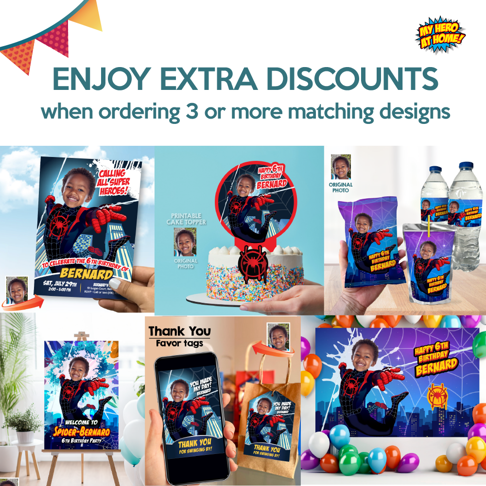 Spider-Verse Poster with kid as Miles Morales, Printable Spiderverse gift, Spin Poster. 399PG