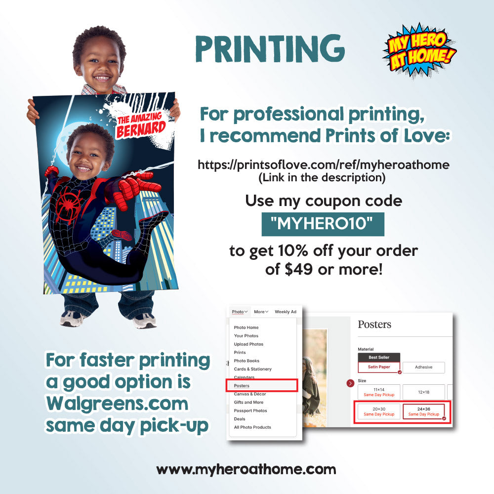 Spider-Verse Poster with kid as Miles Morales, Printable Spiderverse gift, Spin Poster. 399PG