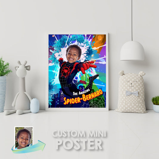 Custom Spider-Verse Print with kid as Miles Morales (Superhero Prints with photo, Spin Decor). 399PS