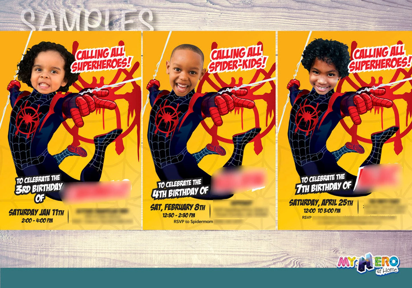 Miles Morales Spiderverse Birthday Invitation Featuring Child as the Superhero. 401