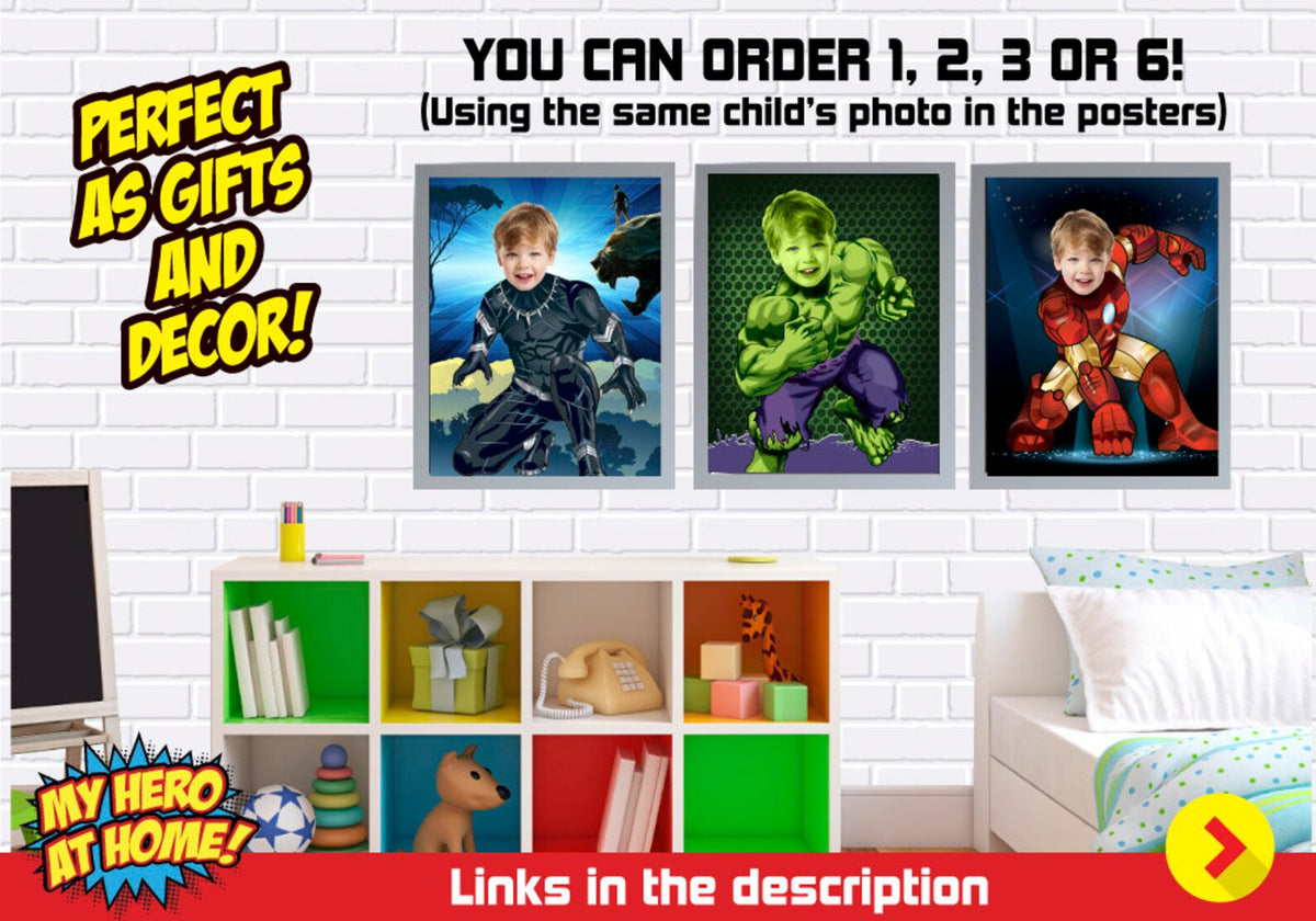 Superheroes Gifts customized with kid as the star, Last minute Gifts for children. 4121