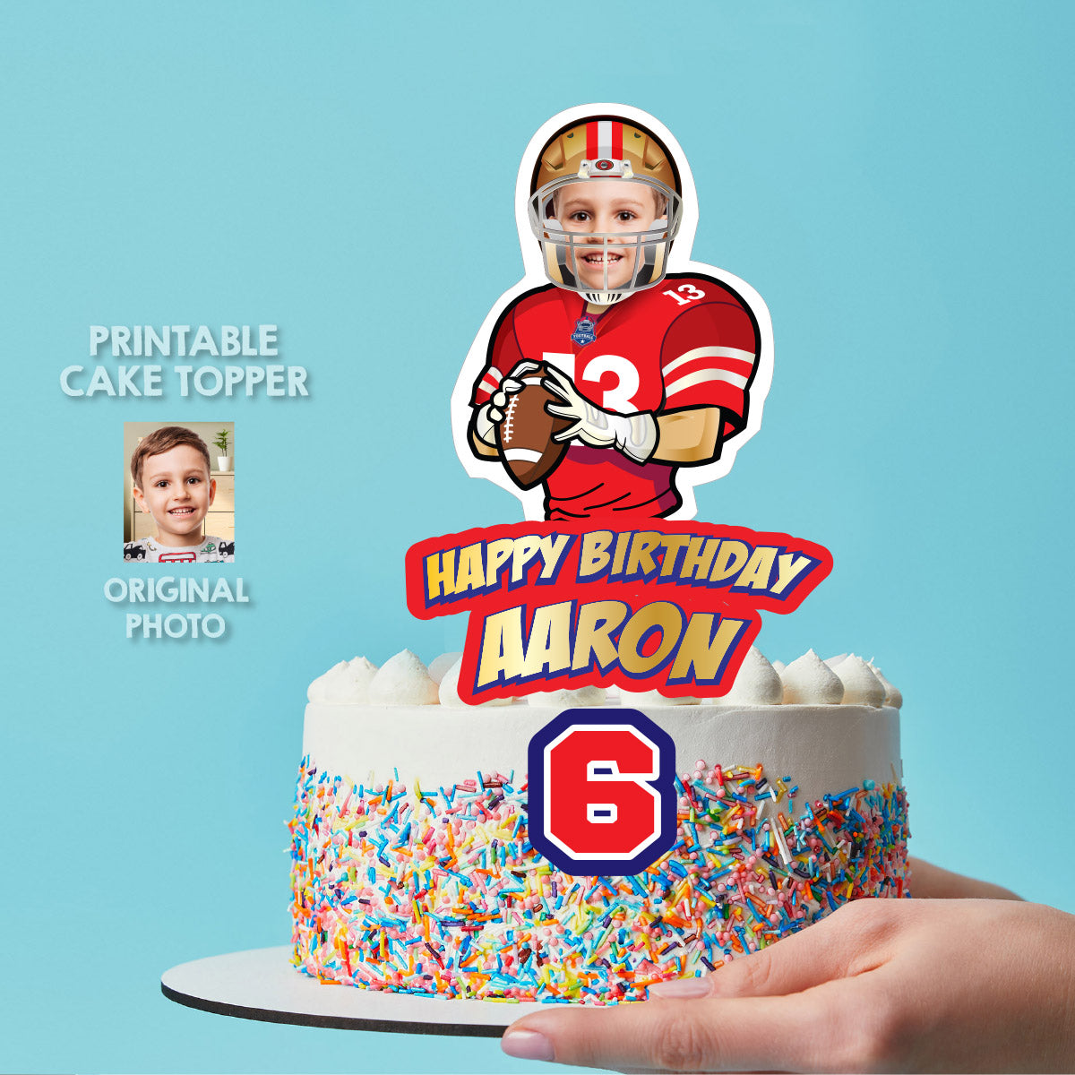 Cake topper themed 49ers, Printable cake Quarterback 49ers. 420CT3