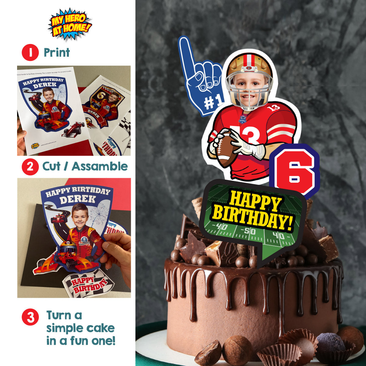 Cake topper themed 49ers, Printable cake Quarterback 49ers. 420CT3