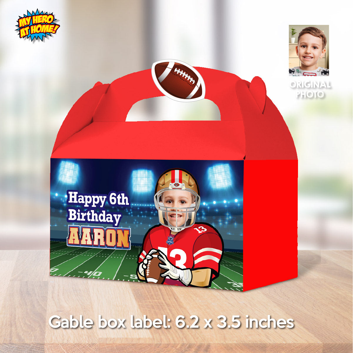 Custom Football 49ers Gable box with photo, Gift boxes party favors themed 49ers. 420GB