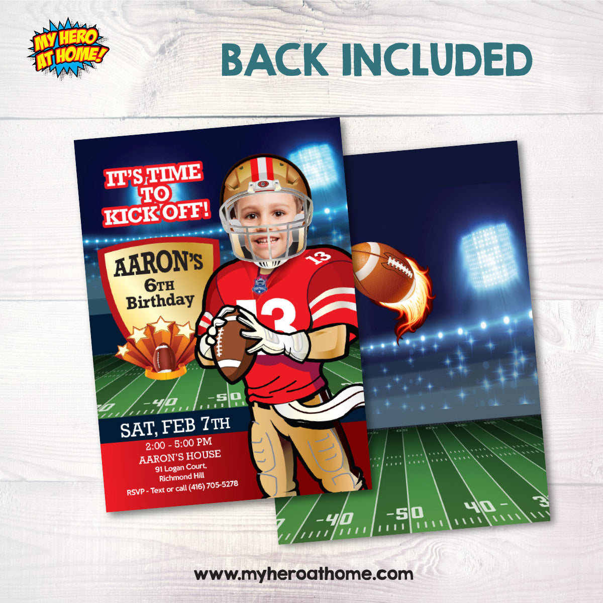Custom 49ers Birthday Party Invitation with kid as his favorite player, 49ers digital invite. 420IN