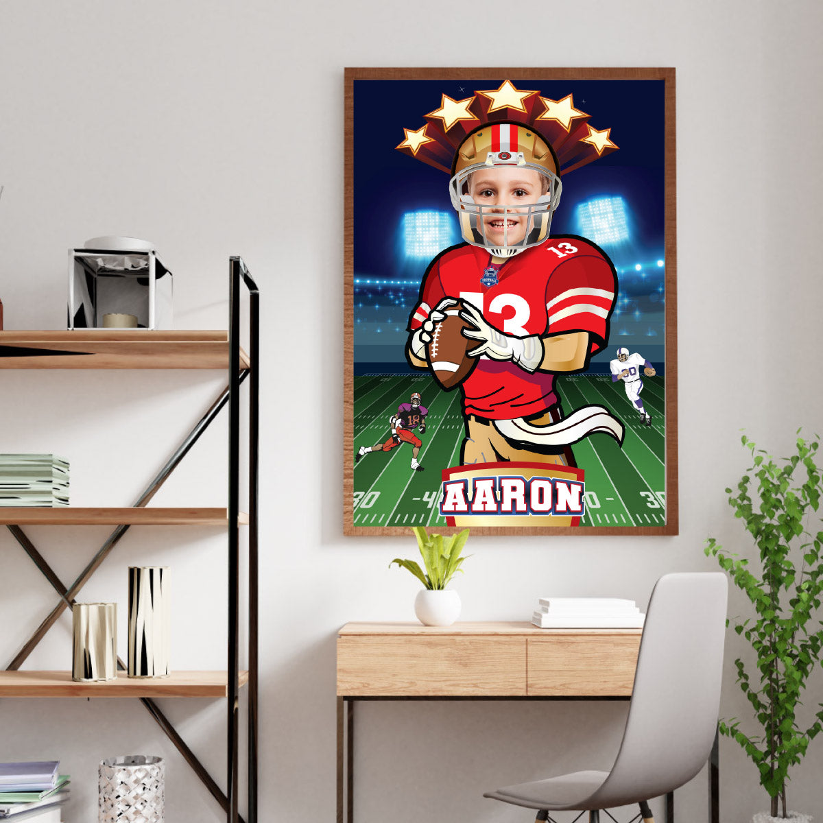 Printable Football gifts ideas with photo, Personalized 49ers poster with kid as player. 420PG